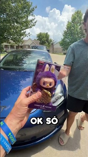 Labubu in action: can the Tesla handle it? 💣 #labubu #shorts