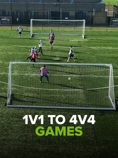 1v1 Progression to 4v4 Soccer Game for Coaching