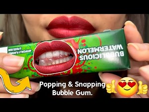 POPPING AND CHEWING BUBBLICIOUS BUBBLE GUM.