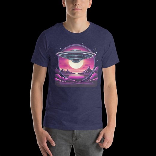 Unisex T-shirt Retro Synthwave UFO| 80s Vaporwave Aesthetic Graphic | Neon Alien Spaceship Shirt | Cyberpunk Outrun Clothing | Sci-fi Gift - Etsy