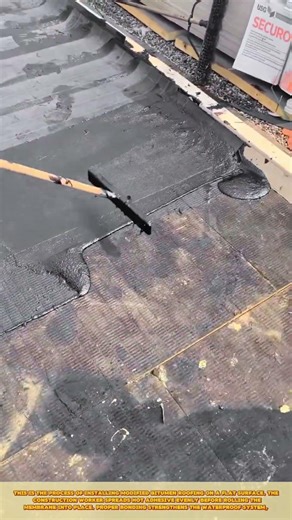 Skilled Worker Installing Bitumen Roofing for Waterproof Protection