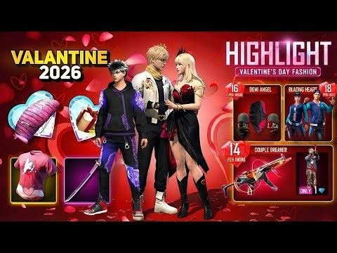 VELENTINE EVENT FREE FIRE 2026, ROSE EMOTE RETURN, ANGELIC PANT, FREE FIRE NEW EVENT, FF NEW EVENT