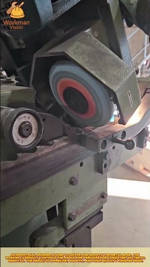 Skilled Worker Metal Grinding Process with Industrial Grinder Machine