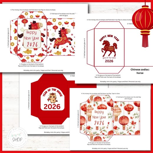 Floral Lunar New Year Lucky Money Envelopes, Printable Set (digital Download) - Etsy
