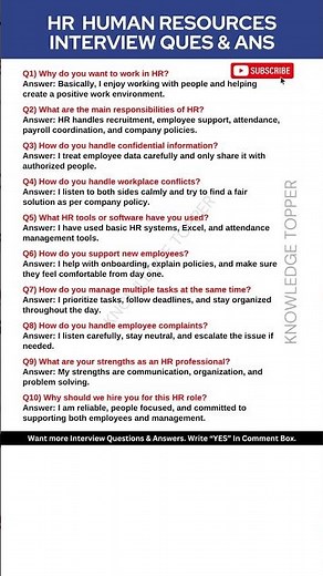 Human Resources HR Interview Questions and Answers