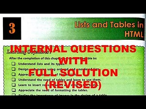 DAV CLASS 8 COMPUTER CHAPTER 3 | LISTS AND TABLES IN HTML | INTERNAL QUESTIONS WITH SOLUTION