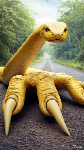 💭Unbelievable Giant Snake🐍🌿 on Road 😨🗯️ | AI Cinematic Video#snake #wildlife #animals #nature #short