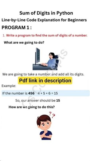 Sum of digits in python || line by line code explanation for absolute beginners
