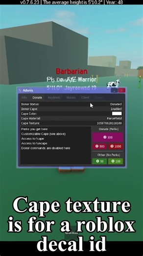How to get an adonis cape in civilization survival game roblox #shorts #viral #robloxcivilization