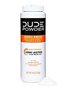 Dude Products DUDE Body Powder, Bottle Natural Deodorizers, Tropic Breeze, 4 Oz