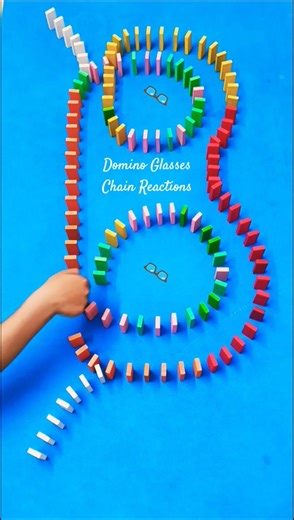 Domino Magic with Glasses 👓 Satisfying Chain Reactions #shorts #domino #glassesstyle #chainreaction
