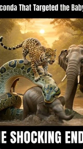 The Anaconda That Targeted the Baby Elephant‼️The Shocking Ending That Followed #elephant #tiger