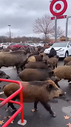 This just in—Louisiana is witnessing something unbelievable at the Target on Siegen Lane where the parking lot has been effectively laid under siege by a massive sounder of feral hogs. Baton Rouge residents are seeing things they never imagined possible as the swine surround the building and cut off all escape routes, bringing the entire retail district to a screeching, terrified halt. Louisiana has always been wild, but the behavior of these hogs today pushed the limits of what anyone considers