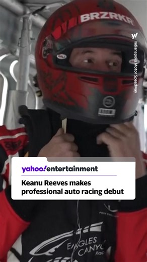 23K views · 81 reactions | Hollywood actor turned race car driver? Keanu Reeves got behind the wheel this weekend and made his professional auto racing debut at Indianapolis Motor Speedway. Here's how he did.  | Yahoo Entertainment | Facebook