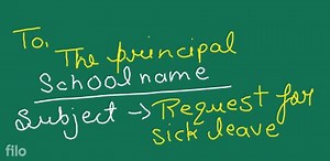 How to write application for sick leave for two days... | Filo