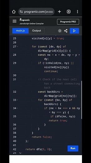 LeetCode | Check Valid Path in Grid of Streets | JavaScript Solution
