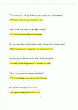 Praxis II Health Physical education Content Knowledge 5857 Questions and Answers Latest Version Alr
