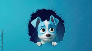 dog peeking out of a hole. Created with Generative AI.