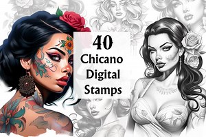 Chicano Tattoo, Chicana, Chicano Drawing, Chicano Women, Chicano Art, Latina, Chicana Tattoo, Tattoo Stamps, Mexican, Tattoo Stencil, PNG - Etsy