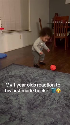 Baby's First Basketball Shot Reaction!