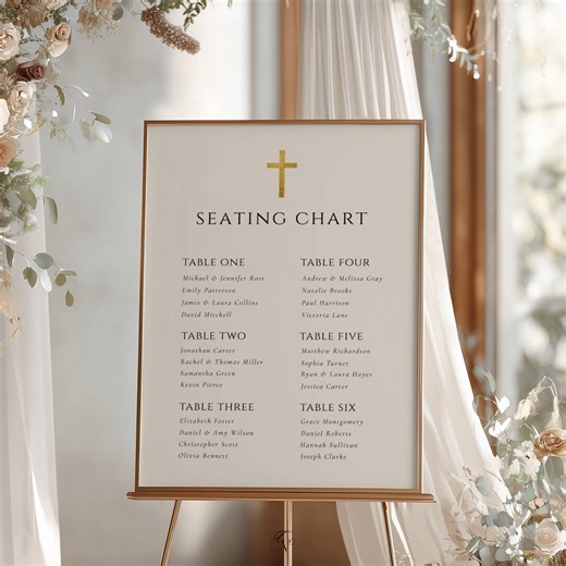 Catholic Wedding Seating Chart Template Canva | Editable Wedding Seating Plan Sign | Formal Classic Seating Chart Printable | Church Wedding - Etsy