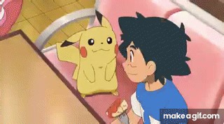 Pikachu loves pancakes! on Make a GIF