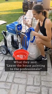 At least the paint sprayer is SUPER easy to use! ✨ Huge thanks to @gracopaintsprayers for gifting me the Magnum X7 airless sprayer. I never knew painting a whole house could be this fun! #gifted Paint color is Smoky Trout by @behr #airlesssprayer #paintsprayer #exteriorrenovation #exteriorpainting | The woodcame