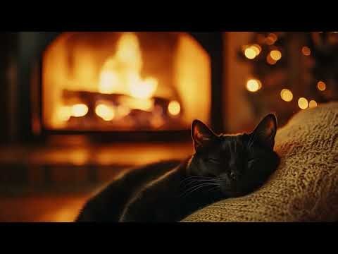 Cozy Purring Cat ASMR (3 Hours) Peaceful Evening Fireplace and Gentle Purr