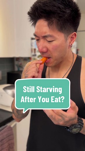 Still starving after you eat? BUT trying to lose belly fat? STOP EATING LESS Do these 5 things to feel full: Eat slower: Chew your food 30-40x before you swallow helps you break down your food better Put down your utensils between bites Helps you focus on tastes and textures of the food Increase foods that are high in volume but low in calories, and reduce the food high in calories but low in volume Make sure you stay hydrated throughout the day 2-3L of water as dehydration can lead to overconsu