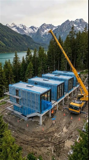 Building a $500K Modular Dream House in 24 Seconds | Alpine Lakeside Construction Time-lapse