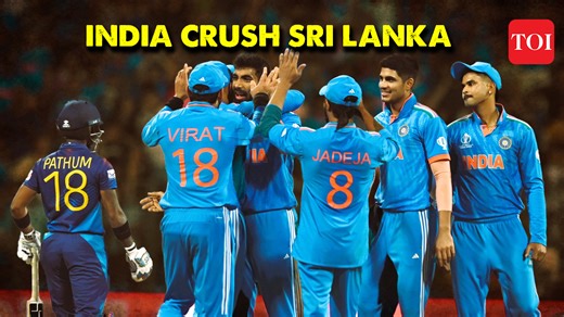 #INDvSL #INDvsSL #CWC23 #ICCWorldCup2023 #worldcup2023 In a dominant display, India secured their spot in the World Cup 2023 semifinals by crushing Sri Lanka. India's sensational bowling performance restricted Sri Lanka to just 55 runs. Sri Lanka was chasing a massive 358 target to win in Mumbai, but dismally slumped to 14-6 inside 10 overs. Mohammed Shami's impressive 5-18 figures led to a crushing 302-run victory in 19.4 overs. India had earlier posted a formidable 357-8 total, with notable co