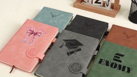 A5 Personalized Notebook Leather Custom Notebook with Name Text Logo Photo Daily Journal Notebook for College Office Business Birthday, Blue