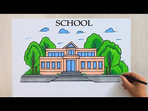How to draw a school 🏫 Drawig - Back to school - Videos For Kids