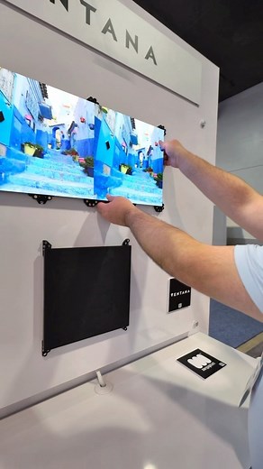 MICROLED VIDEO WALL • @thisisventana @megapixelvr at CES 2024. 0.8 pitch MicroLED panels. They come in glossy (as shown) or in matte. The Megapixel VR Ventana 4K Display’s Illuminated Mosaic Tiles offer an unparalleled window to the future, with seamless display canvases that fit any surface area and a design that’s purpose-built for architectural integration. Powered by the award-winning HELIOS® LED Processing Platform, Ventana’s exceptionally wide color gamut and extreme HDR image quality deli