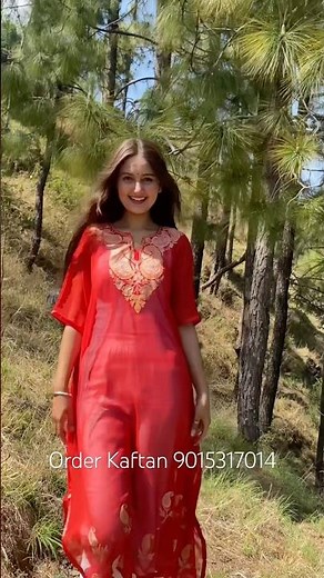 Kashmiri Red Georgette Kaftan | Pahadi Girl in Style