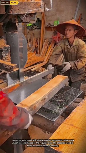 Wood Cutting Worker | Skilled Log and Timber Cutting Process #skilledworkers #workerlife