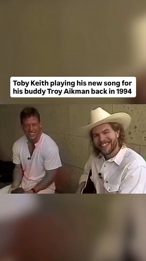 The Country Wire on Instagram: "Just two cowboys enjoying some good country music @tobykeith @troyaikman Toby Keith’s “Should’ve Been a Cowboy,” released in 1993, was his debut single and quickly became a signature song for both him and 1990s country music. It tells the story of a man daydreaming about living the adventurous life of an old Western cowboy instead of his ordinary reality. The lyrics reference classic cowboy icons like Gene Autry and Roy Rogers, tapping into nostalgia for simpler, 