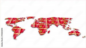 Montenegro flag wave 3d earth map animation white background