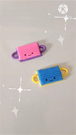 DIY cute mask with clay😷😊💜#diy #creativeclayideas #youtubeshorts #viral