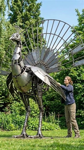 Giant Metal Peacock Build | Mechanical Tail Fan Reveal | Satisfying Engineering