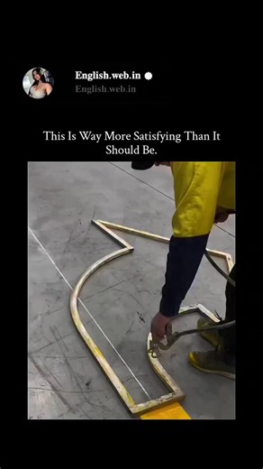 🌺𝐁𝐞𝐬𝐭 𝐄𝐧𝐠𝐥𝐢𝐬𝐡-𝐂𝐨𝐧𝐭𝐞𝐧𝐭 | 𝐰𝐚𝐭𝐜𝐡 𝐚𝐧𝐝 𝐢𝐧𝐣𝐨𝐲🌺 on Instagram: "The video depicts a worker in hi-vis gear using a guided spray machine to paint precise yellow curves on a concrete floor, forming neat lines likely for parking or safety markings, with smooth application creating an ASMR-like visual satisfaction. Posted February 1, 2026, by @Antihero999 -a profile focused on endorsements-it amassed 848K views and 687 likes within hours, sparking 535 mostly Indonesian replie