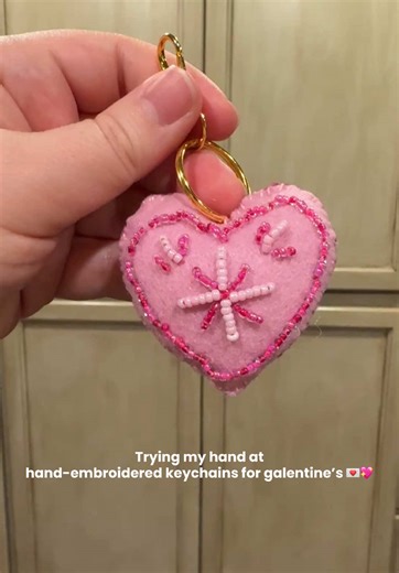 Hand-Embroidered Keychains for Galentine's Day