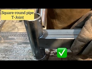 Square pipe on round pipe T-joint simple welding trick