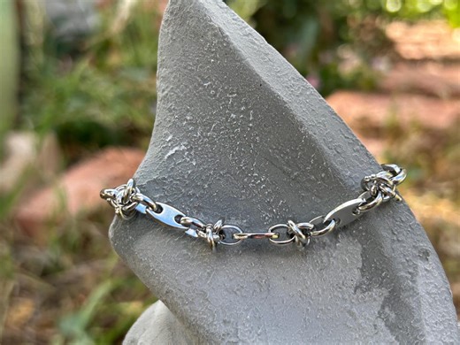 Barbed Wire Chainmail Bracelet | Coffee Bean Chain | Unisex, No Tarnish Gift | Custom Length Available - Etsy