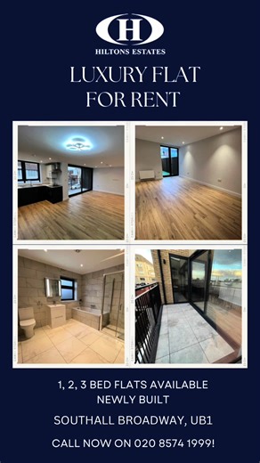 🏡Welcome to our brand new luxury flats in Southall for Rent! Discover modern living with our 3 spacious 3-bedroom flats for £2400 PCM. Each boasting a balcony or patio offering stunning views. Situated close to local amenities, convenience is at your doorstep. Experience the luxury of spacious rooms designed for comfort and style. Don't miss your chance to make these flats your new rental home! Viewings Available! 📞- 020 8574 1999 £2400 PCM 🛌 - 3 🚽 - 2 🛋️ - 1 👨🏼‍🍳 - 1 📞 - 020 8574 1999 
