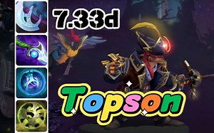dota2 7.33D版本，中单滚滚对线火猫，Topson第一视角石鳞剑士教学。
