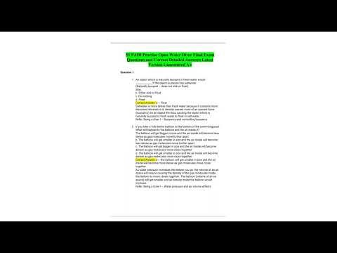 55 PADI Practise Open Water Diver Final Exam Questions and Correct Detailed Answers Latest Version