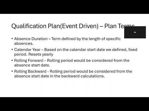 Oracle Absence Qualification Plan - Plan Terms