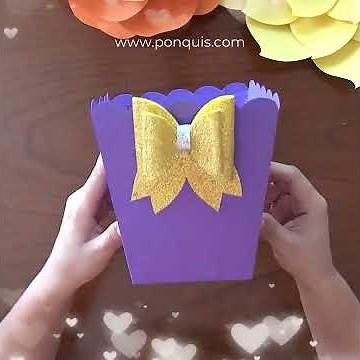 Aprende hacer cajita para palomitas dulces o chocolates Decoración de Candy bar Moldes Gratis
