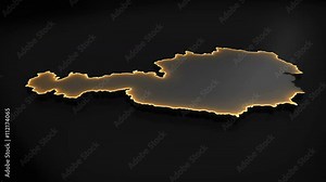 Seamless looping 3D animation of the map of Austria including 2 versions and alpha matte